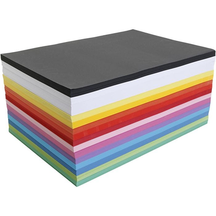 Värillinen Kartonki, A3, 180 g, värilajitelma, 3x300ark/ 1 pkt