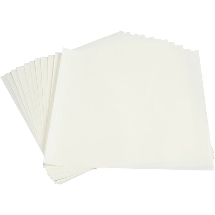 Ohut paperi, arkki 30x30 cm, 80 g, valkoinen, 12 ark/ 1 pkt