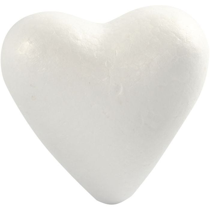 Styrox-sydämet, Kork. 11 cm, S: 5 cm, Lev: 11,5 cm, valkoinen, 5 kpl/ 1 pkt