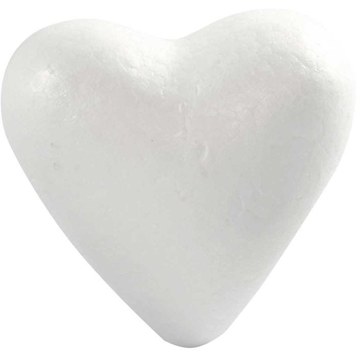 Styrox-sydämet, Kork. 11 cm, S: 5 cm, Lev: 11,5 cm, valkoinen, 25 kpl/ 1 pkt