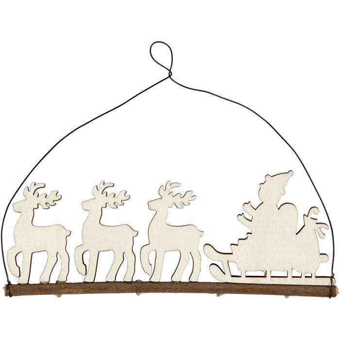 Joulukoriste, reki ja porot, 8 cm, 0,5 cm, 22 cm, 1 kpl