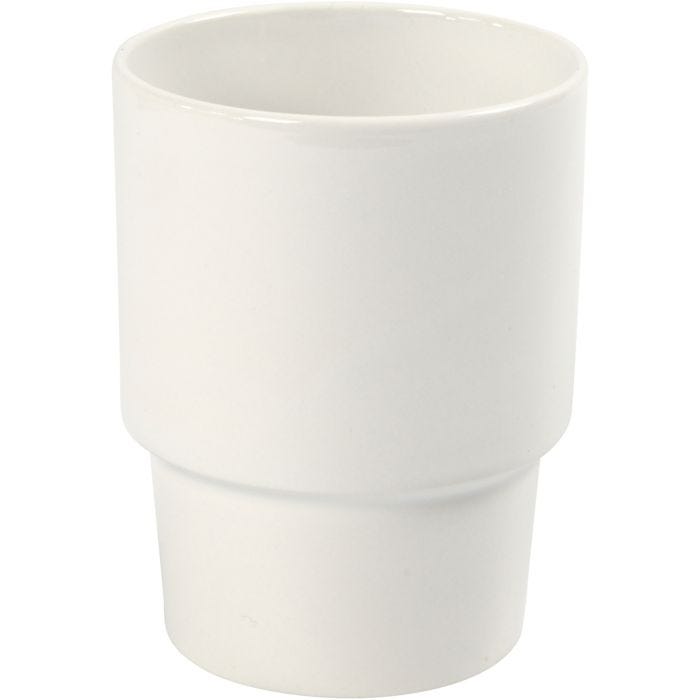 Posliinimuki, Kork. 11 cm, halk. 8,5 cm, valkoinen, 2 kpl/ 1 pkt