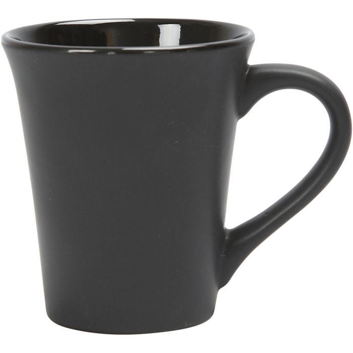 Posliinimuki, 10 cm, 5,9-8,7 cm, musta, 1 kpl
