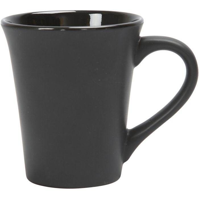 Posliinimuki, Kork. 10 cm, halk. 5,9-8,7 cm, 300 ml, musta, 12 kpl/ 1 pkt