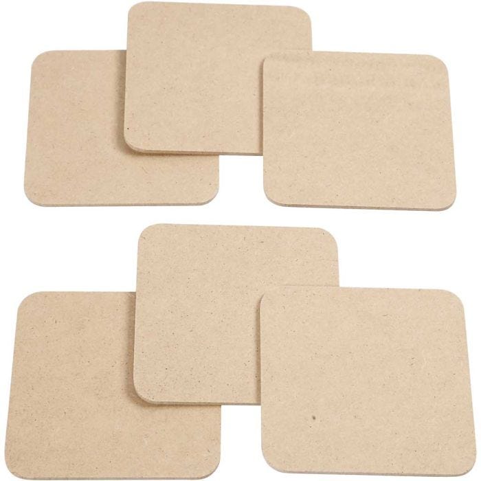 Lasinalusta, koko 10x10 cm, paksuus 3 mm, 6 kpl/ 1 pkt