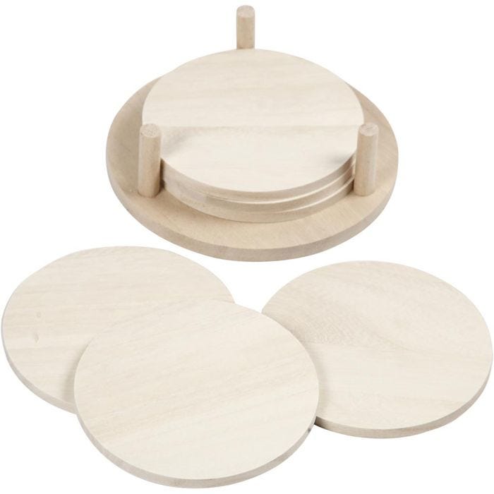 Puukiekot, halk. 9,5 cm, paksuus 5 mm, 6 kpl/ 1 pkt