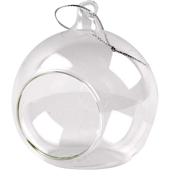 Aukollinen lasipallo, halk. 8 cm, 6kpl/ 1 pkt