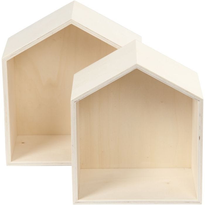 Säilytyslaatikot, talot, Kork. 22,5+25 cm, S: 12,5 cm, Lev: 19,5+22,5 cm, 2 kpl/ 1 set