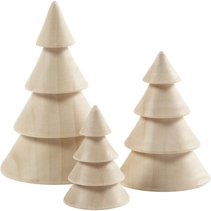 Joulukuuset, Kork. 5+7,5+10 cm, halk. 3,5+5,4+6,7 cm, 3 kpl/ 1 pkt