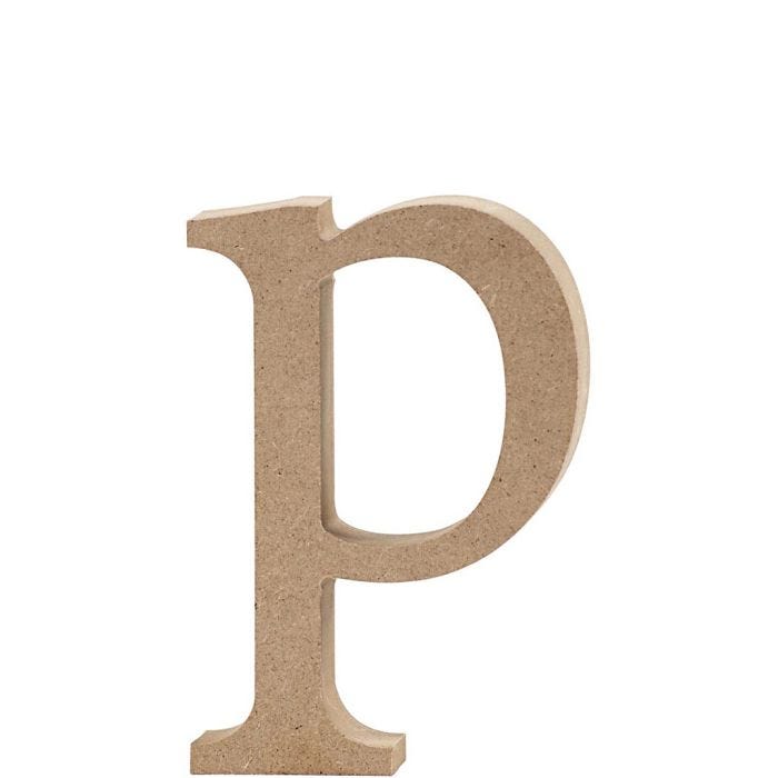 Puukirjain, p, 12,8 cm, 2 cm, 1 kpl
