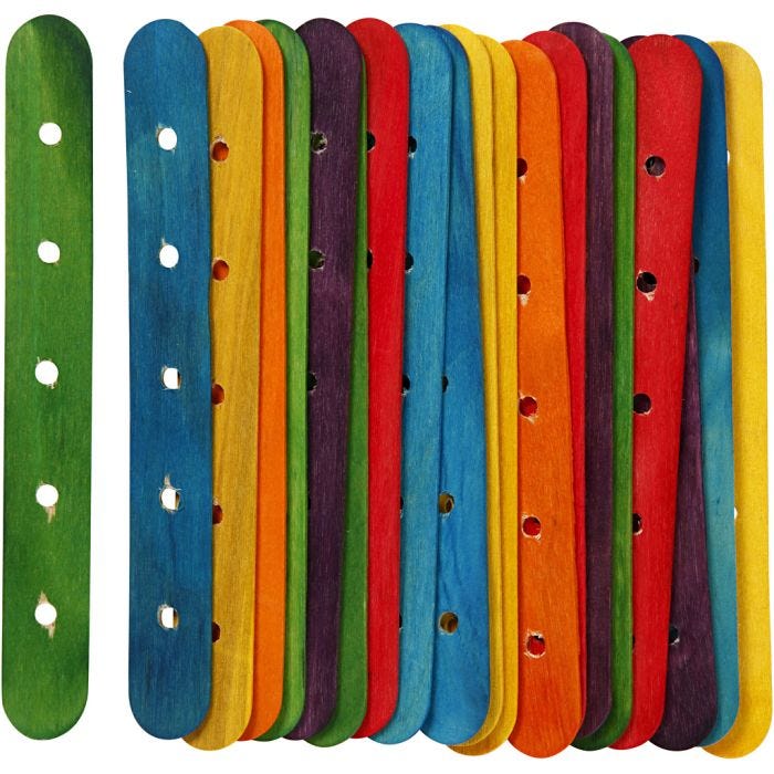 Rakennustikut, Pit. 15 cm, Lev: 1,8 cm, aukon koko 4 mm, värilajitelma, 20 laj/ 1 pkt