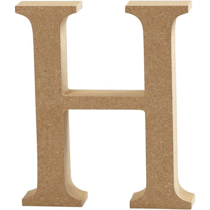 MDF-kirjain, H, 13 cm, 2 cm, 1 kpl