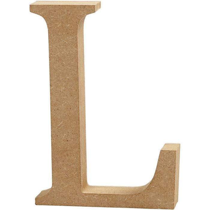 MDF-kirjain, L, 13 cm, 2 cm, 1 kpl