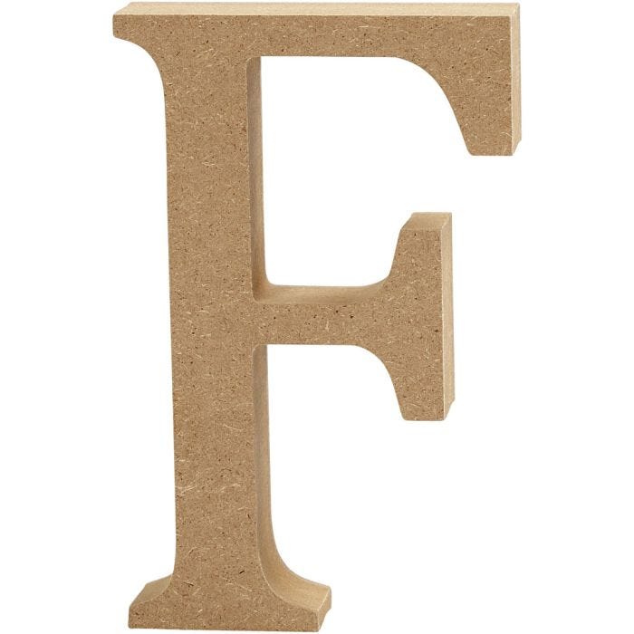 MDF-kirjain, F, 8 cm, 1,5 cm, 1 kpl