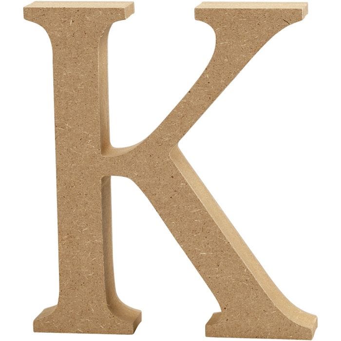 MDF-kirjain, K, Kork. 8 cm, paksuus 1,5 cm, 1 kpl