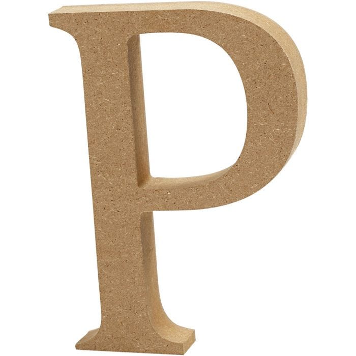 MDF-kirjain, P, 8 cm, 1,5 cm, 1 kpl