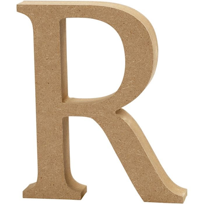 MDF-kirjain, R, 8 cm, 1,5 cm, 1 kpl