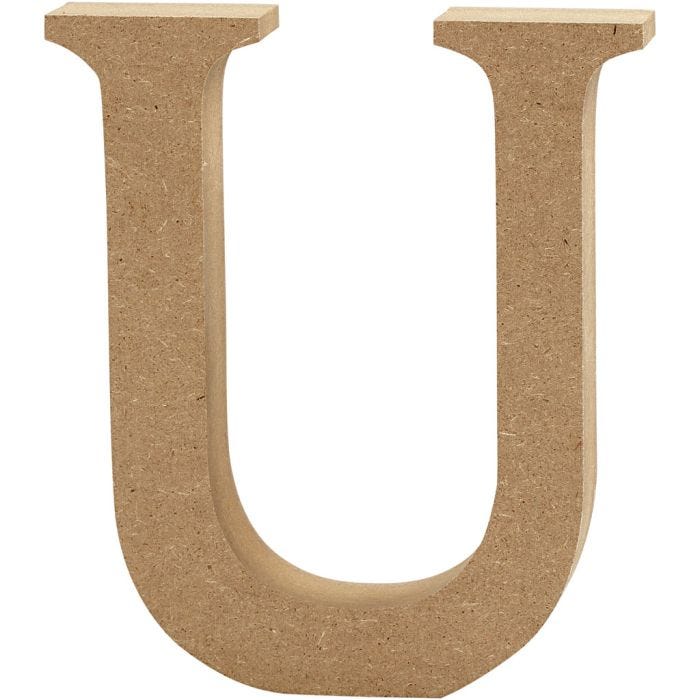 MDF-kirjain, U, 8 cm, 1,5 cm, 1 kpl