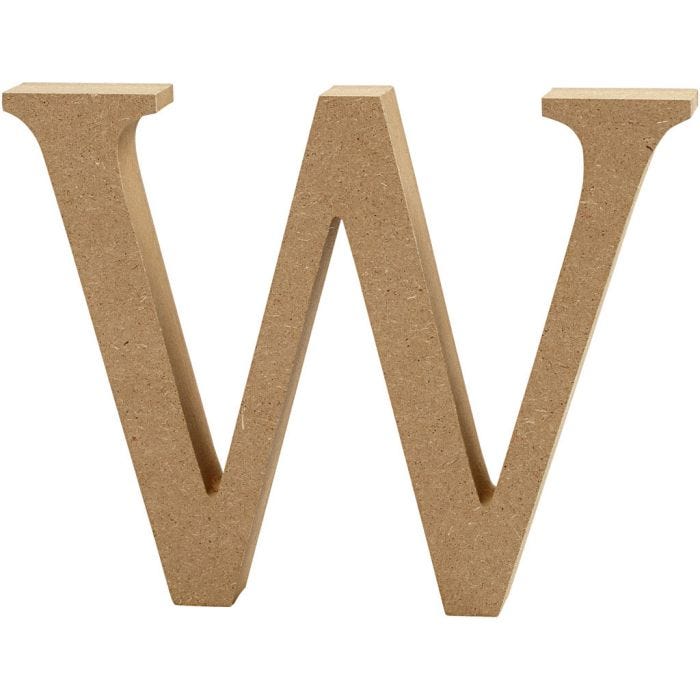 MDF-kirjain, W, 8 cm, 1,5 cm, 1 kpl