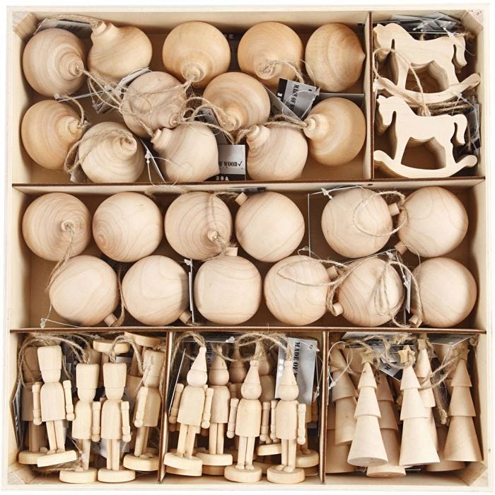 Jouluornamentit, Kork. 5,5-9 cm, 72 kpl/ 1 pkt