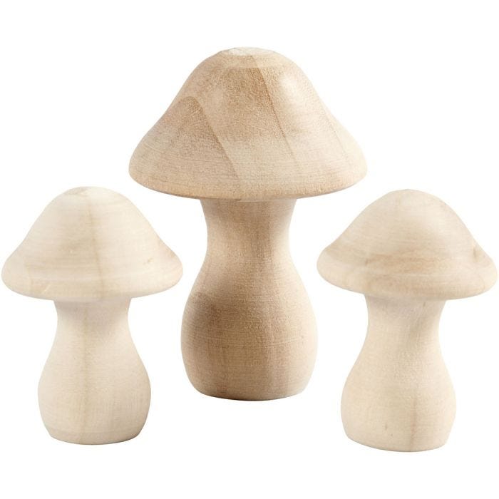 Sienet, halk. 3,3+4,5 cm, koko 4,5+6,5 cm, 3 kpl/ 1 pkt