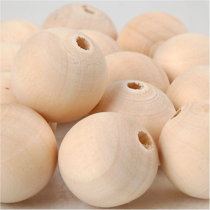 Puuhelmi, halk. 20 mm, aukon koko 4 mm, 14 kpl/ 1 pkt