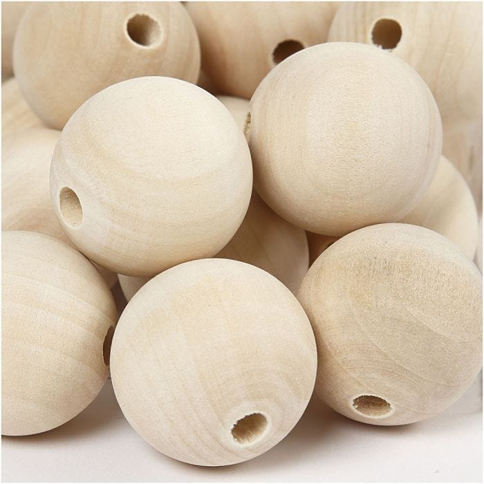 Puuhelmi, halk. 30 mm, aukon koko 5 mm, 50 kpl/ 1 pkt