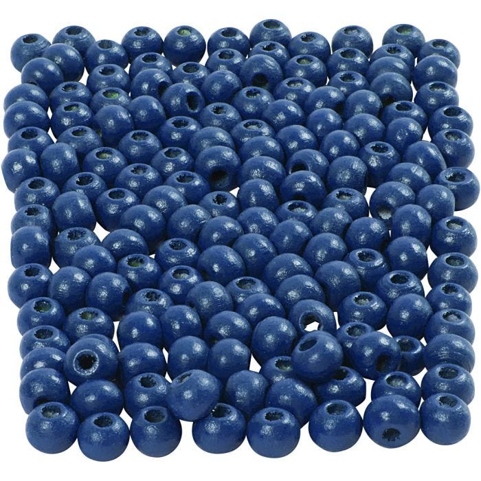 Puuhelmet, halk. 5 mm, aukon koko 1,5 mm, sininen, 6 g/ 1 pkt