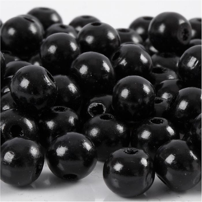 Puuhelmet, halk. 12 mm, aukon koko 3 mm, musta, 22 g/ 1 pkt