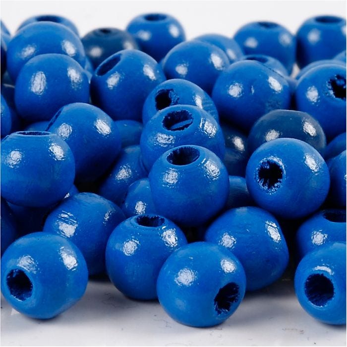 Puuhelmet, halk. 12 mm, aukon koko 3 mm, sininen, 22 g/ 1 pkt