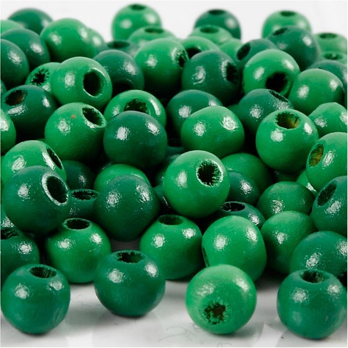 Puuhelmet, halk. 8 mm, aukon koko 2 mm, vihreä, 15 g/ 1 pkt