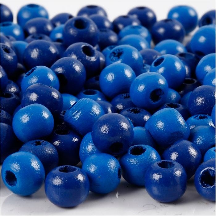 Puuhelmet, halk. 8 mm, aukon koko 2 mm, sininen, 15 g/ 1 pkt