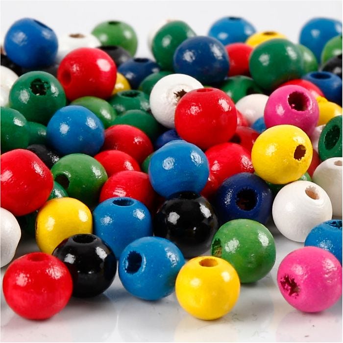 Puuhelmet, halk. 8 mm, aukon koko 2 mm, värilajitelma, 15 g/ 1 pkt