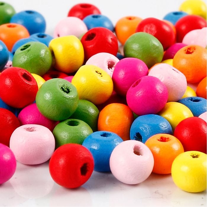 Puuhelmet, halk. 8 mm, aukon koko 1,5-2 mm, värilajitelma, 500 g/ 1 pss