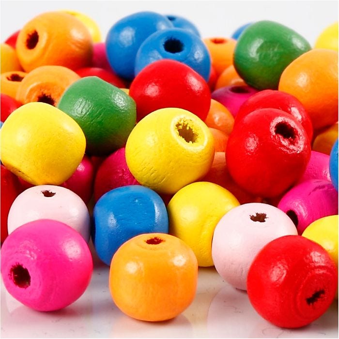 Puuhelmet, halk. 10 mm, aukon koko 2,5-3 mm, värilajitelma, 22 g/ 1 pkt