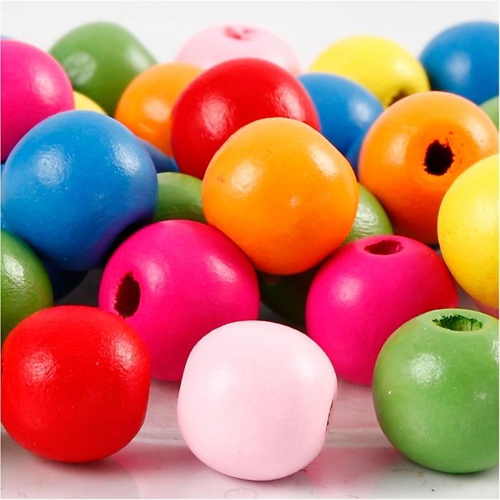 Puuhelmet, halk. 12 mm, aukon koko 2,5-3 mm, värilajitelma, 22 g/ 1 pkt