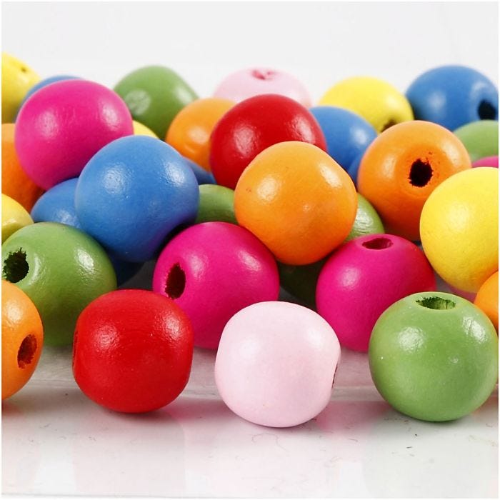 Puuhelmet, halk. 12 mm, aukon koko 2,5-3 mm, värilajitelma, 500 g/ 1 pss