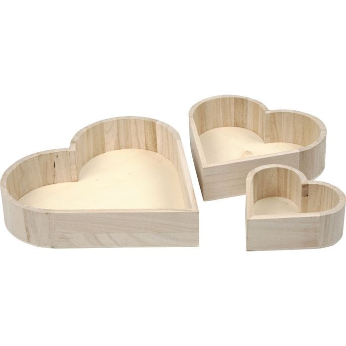 Sydänkulhot, Kork. 13-25 cm, S: 5-5,2 cm, 3 kpl/ 1 pkt