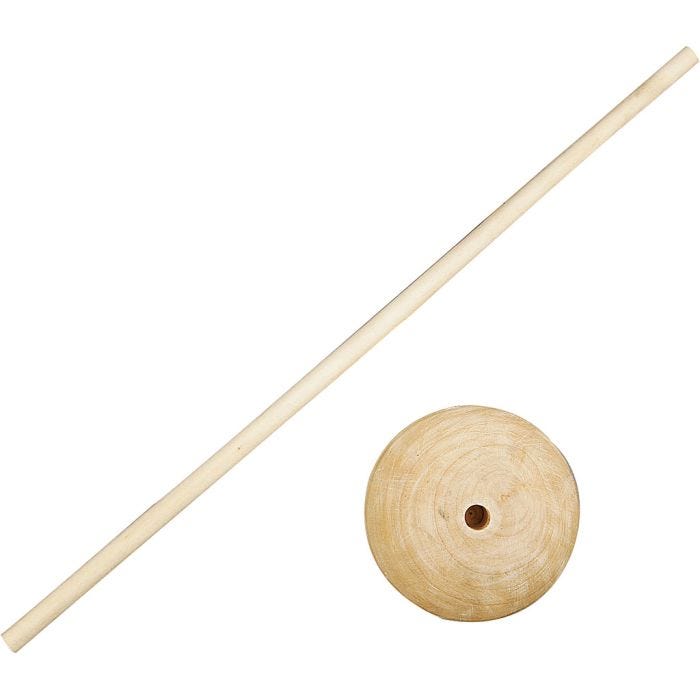 Puutikku + jalka, Kork. 30 cm, halk. 6,5 cm, aukon koko 8 mm, 5 set/ 1 pkt