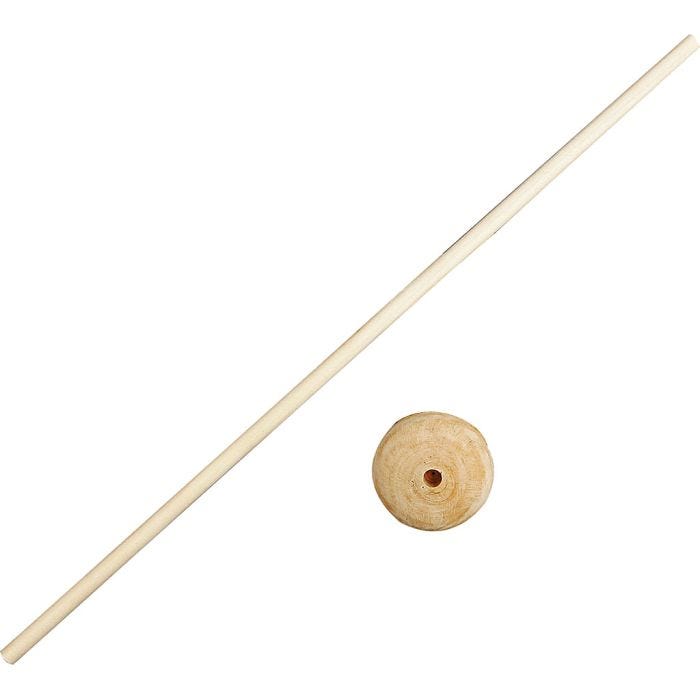 Puutikku + jalka, Kork. 30 cm, halk. 4 cm, aukon koko 6 mm, 10 set/ 1 pkt