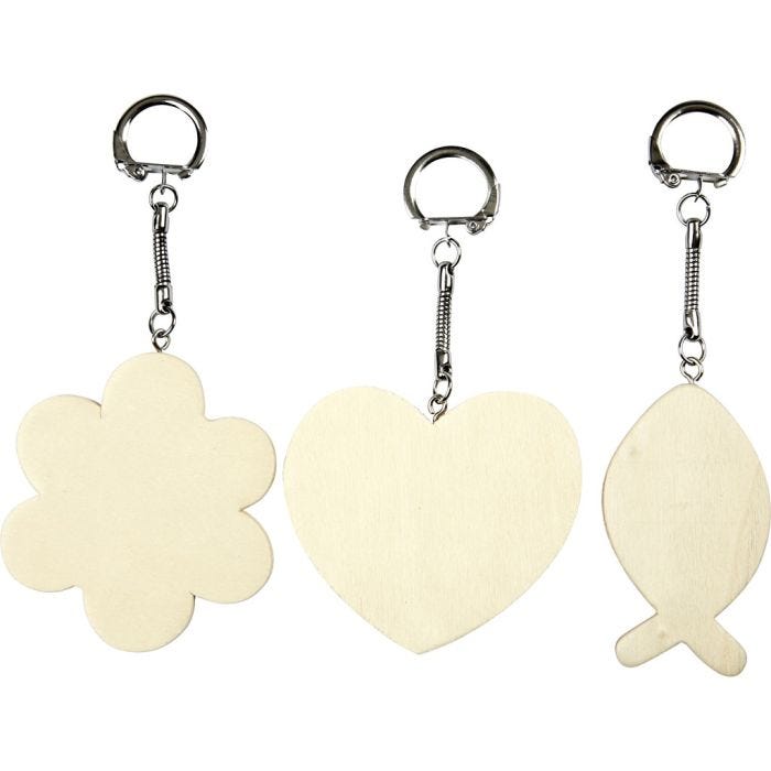 Puiset avaimenperät, koko 6-7 cm, paksuus 3 mm, 12 kpl/ 1 pkt