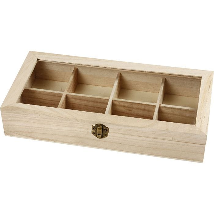 Lasikantinen puulokerikko, koko 32x16x6 cm, aukon koko 7x7 cm, 1 kpl