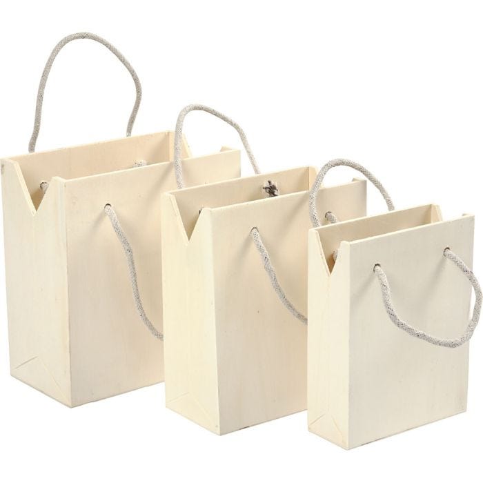 Puiset kassit, Kork. 12+14+16 cm, S: 5+7+9 cm, Lev: 16+16,5+18 cm, 3kpl/ 1 set