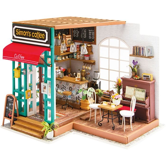 DIY minihuone, Kahvila, 19 cm, 22,6 cm, 19,4 cm, 1 kpl