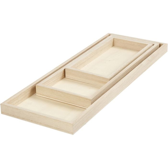 Tarjottimet, Pit. 20+30+40 cm, Lev: 10+12+15 cm, 3 kpl/ 1 pkt