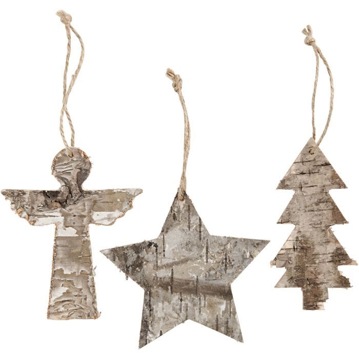 Joulukoristeet, Kork. 10 cm, Lev: 8 cm, 3 kpl/ 1 pkt