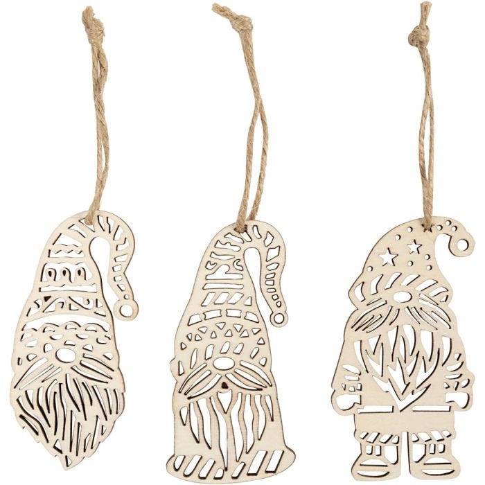 Skandinaavinen joulutonttu, Kork. 8 cm, Lev: 4 cm, 6 kpl/ 1 pkt