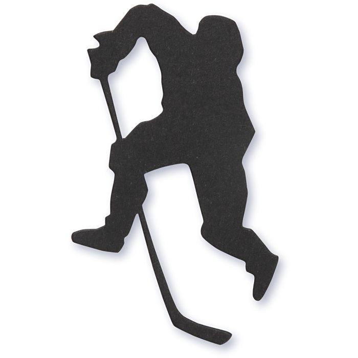 Kartonkikuvio, jääkiekon pelaaja, koko 54x64 mm, musta, 10 kpl/ 1 pkt