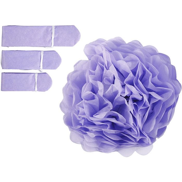 Pompomit, halk. 20+24+30 cm, 16 g, violetti, 3 kpl/ 1 pkt