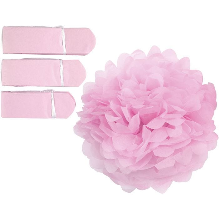 Pompomit, halk. 20+24+30 cm, 16 g, vaaleanpunainen, 3 kpl/ 1 pkt